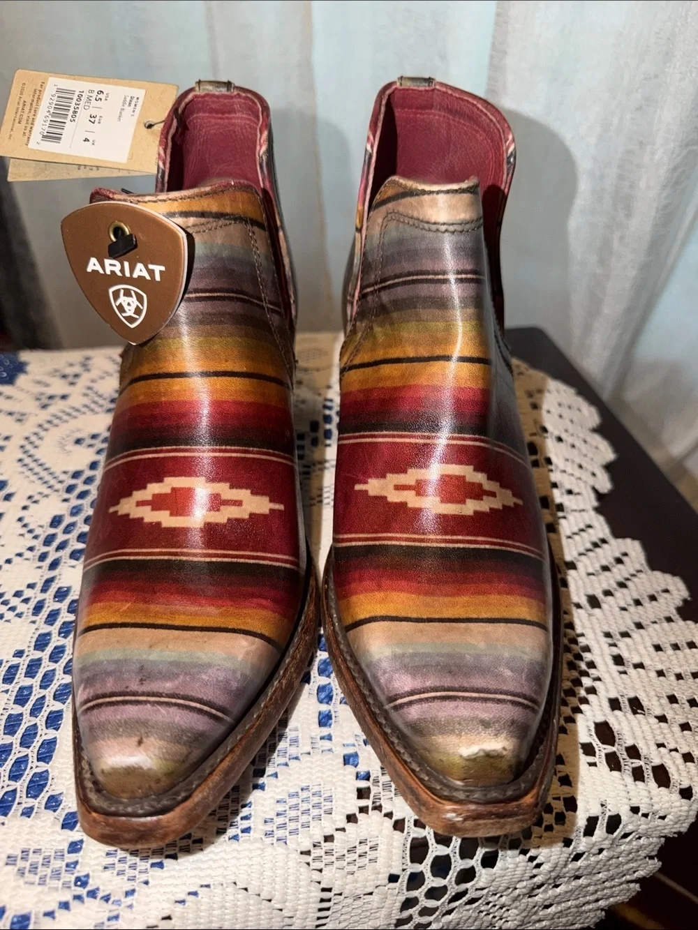 Ariat Men’s Multicolor Serape Pattern Chelsea Boots - Red, Gold, Brown, Blue
